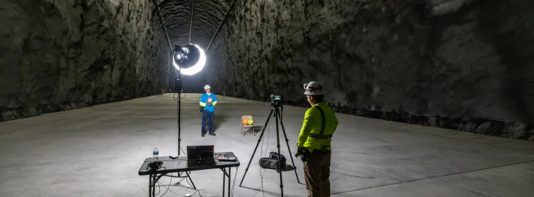 A shot of the live event from the massive DUNE caverns 4850 feet underground.  