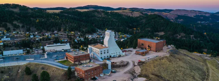 A drone photo of Sanford Underground Research Facility's Yates Campus. 