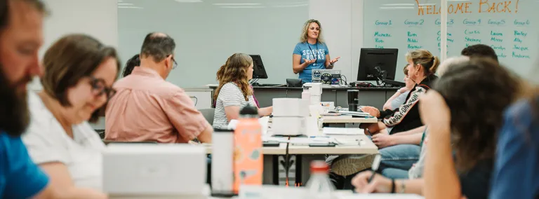 SURF science education specialist Ashley Armstrong leads educators in a professional development workshop in 2022. 