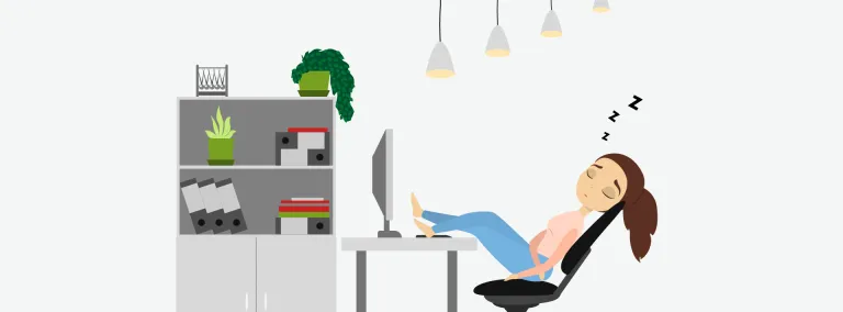 Illustation of a woman sleep at her desk.