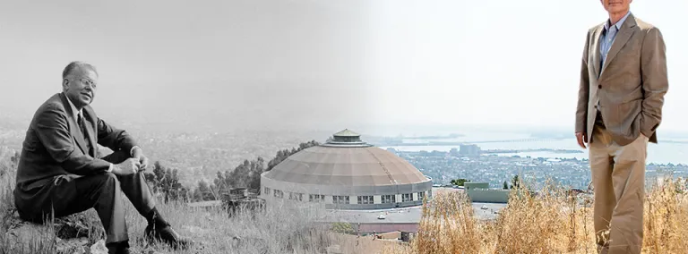 Edited image overlays a 1956 black and white image with 2018 of the same location