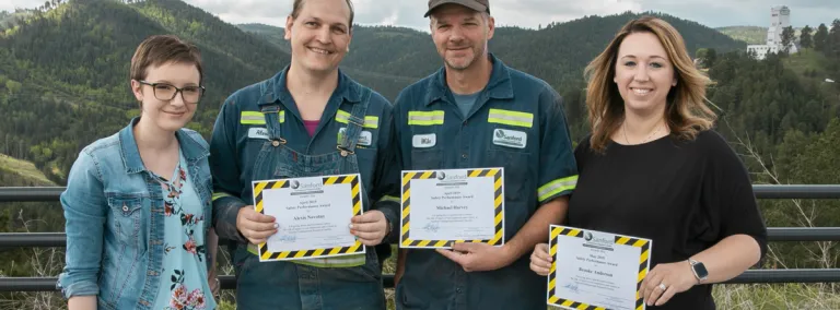 Amelia Pearson, receptionist and safety committee co-chair; Alexis Novotny, infrastructure technician; Michael Harvey, infrastructure technician; and Brooke Anderson, technical coordinator support for facility infrastructure.