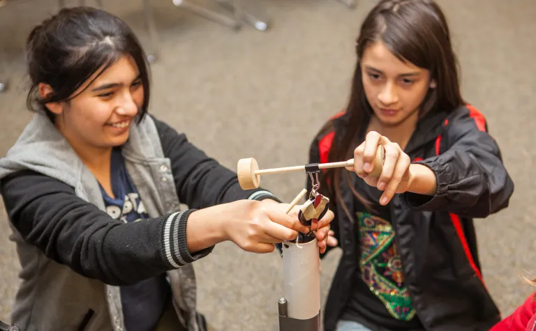 Two students build a hoist