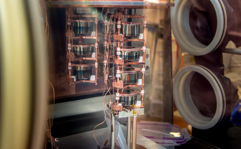 Germanium crystals inside the Majorana Demonstrator. 