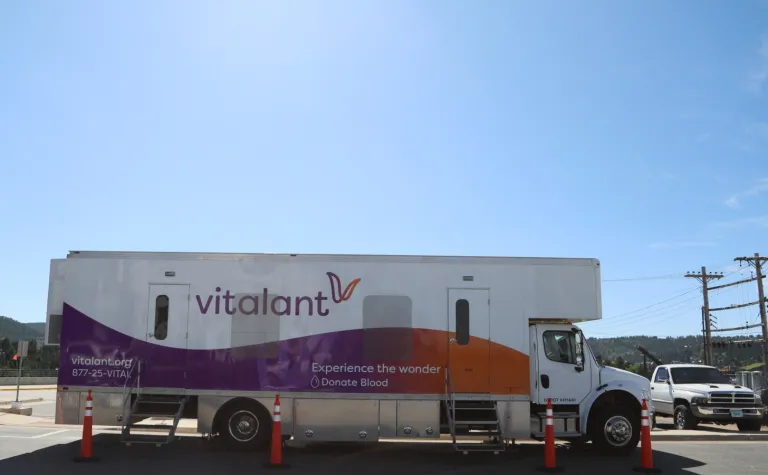 The Vitalant mobile station in the SURF parking lot in 2021. 