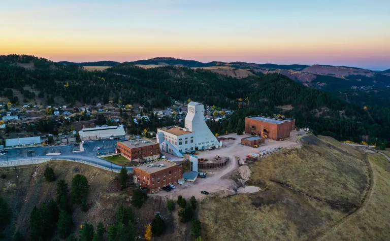 A drone photo of Sanford Underground Research Facility's Yates Campus. 