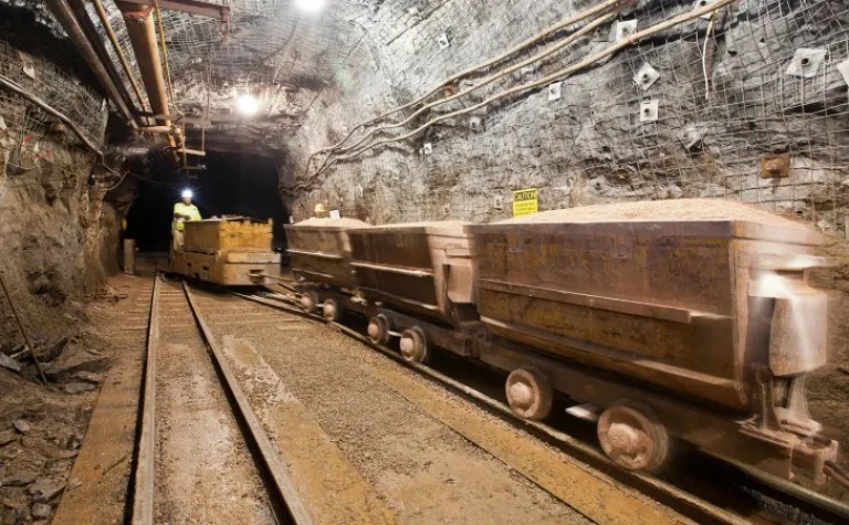 Looking down an underground drift