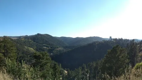 A landscape showing a sunny day on the hills near SURF