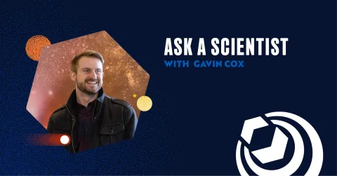 a flyer for this event showing Gavin's image and the event name, Ask a Scientist