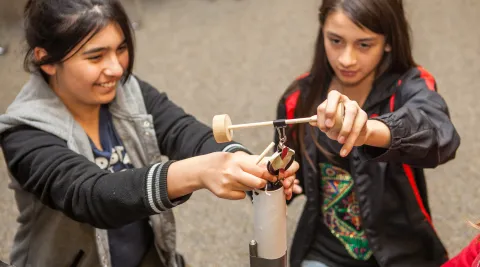 Two students build a hoist